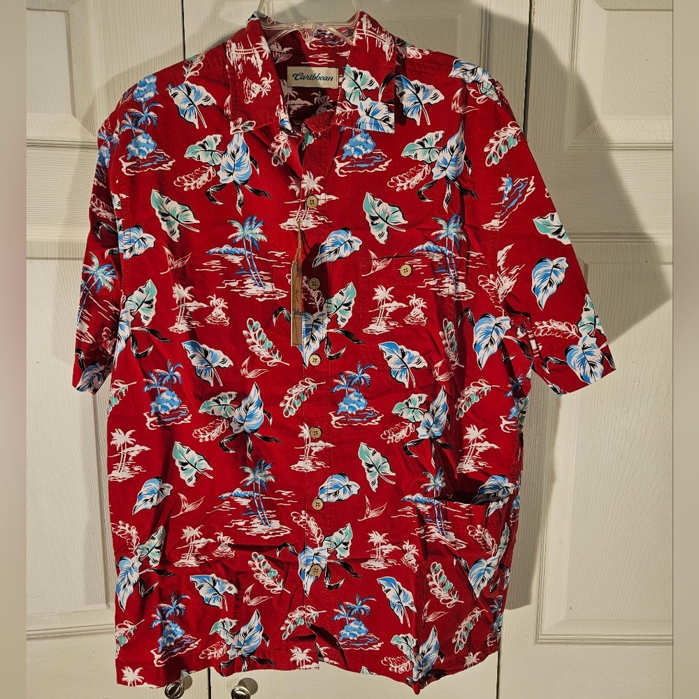 New Caribbean red Hawaiian shirt Size Large